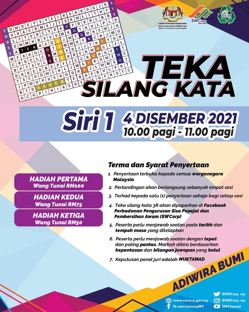 Pertandingan Teka Silang Kata 3R!